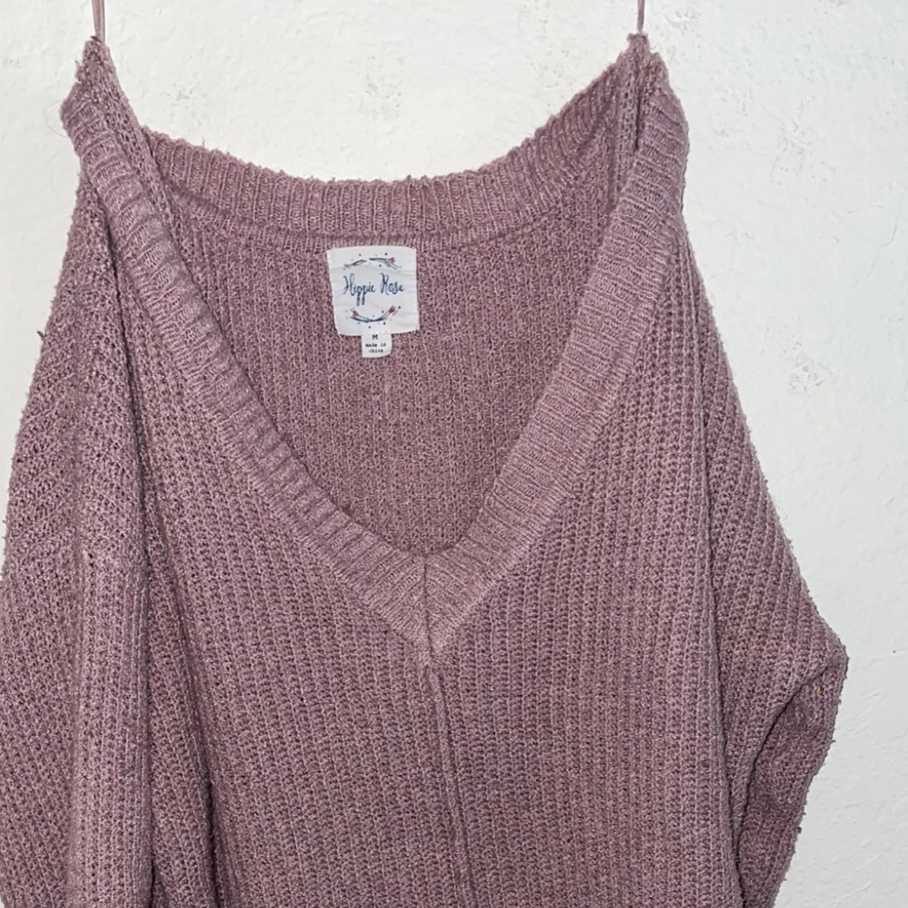 Light Purple High-Low Knitted Sweater - Picture 5 of 5